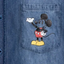 Mickey Mouse And Pluto Woven Chambray Shirt For Adults -Disney 2403052050009M 4