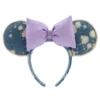 Disney Parks Minnie Mouse Denim And Lavender Ears Headband For Adults -Disney 428403352555